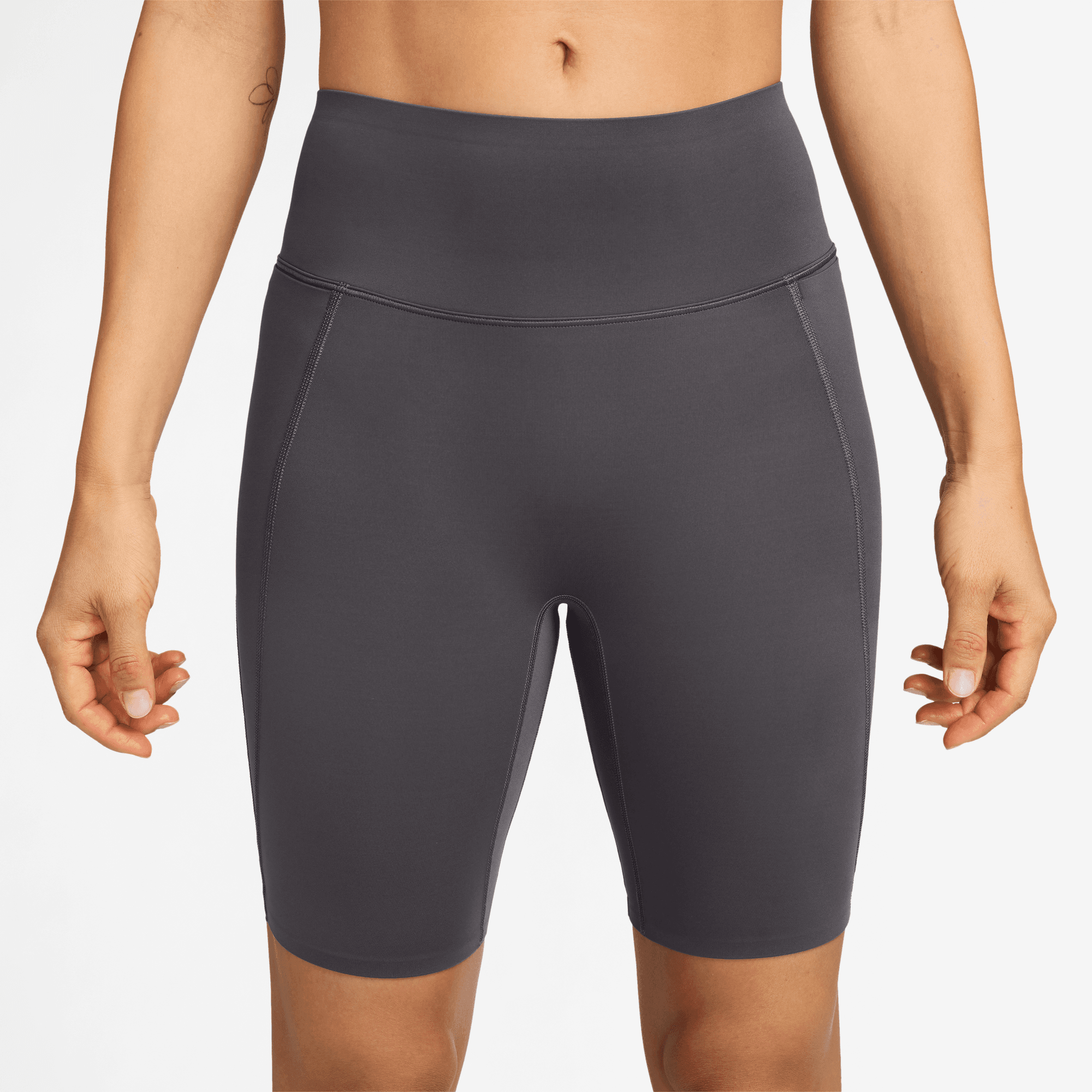 NIKE UNIVERSA WOMEN'S MEDIUM-SUPPORT HIGH-WAISTED 8" BIKER SHORTS WITH POCKETS