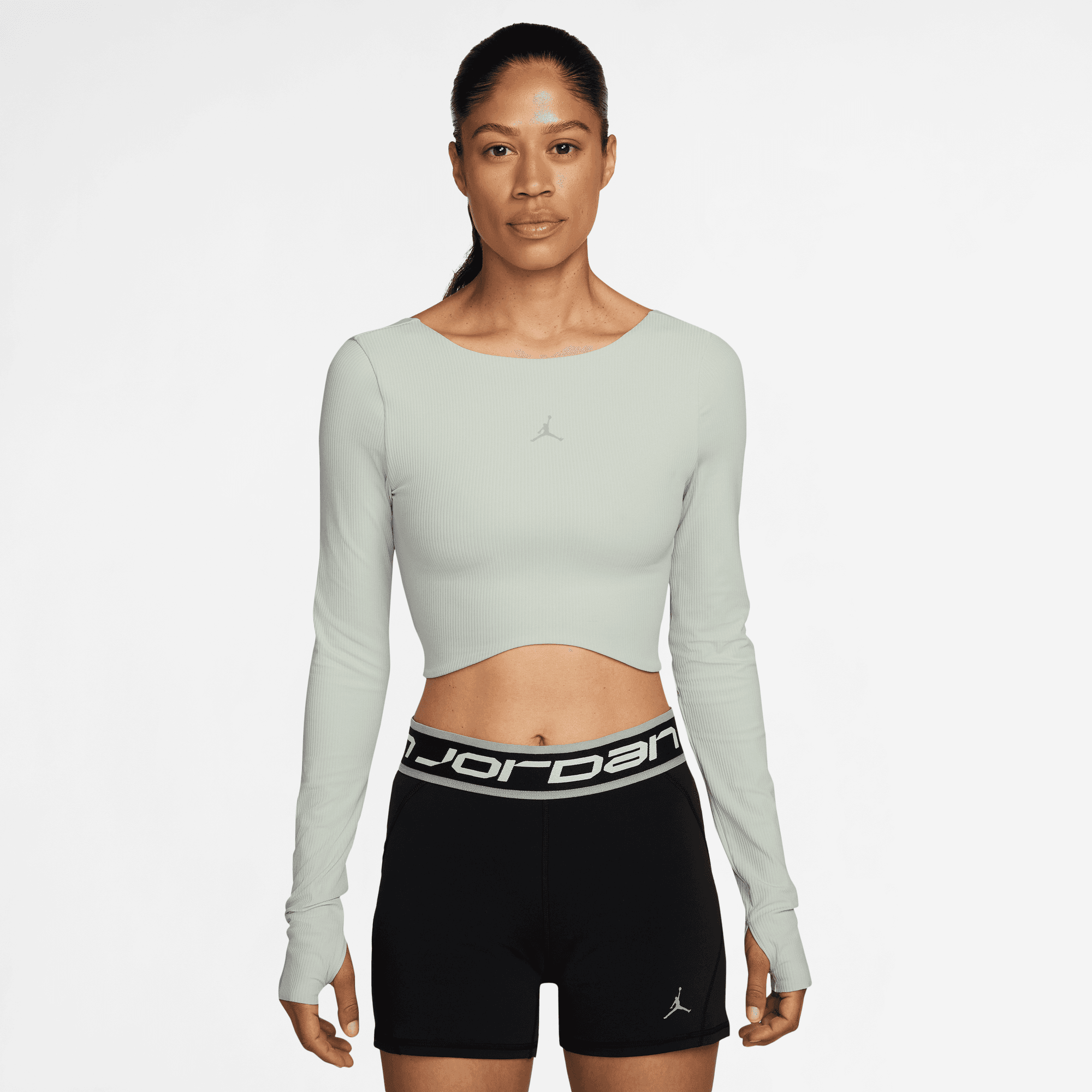 JORDAN WOMEN'S SPORTS DRI-FIT RIB LONG SLEEVE TOP NOVELTY