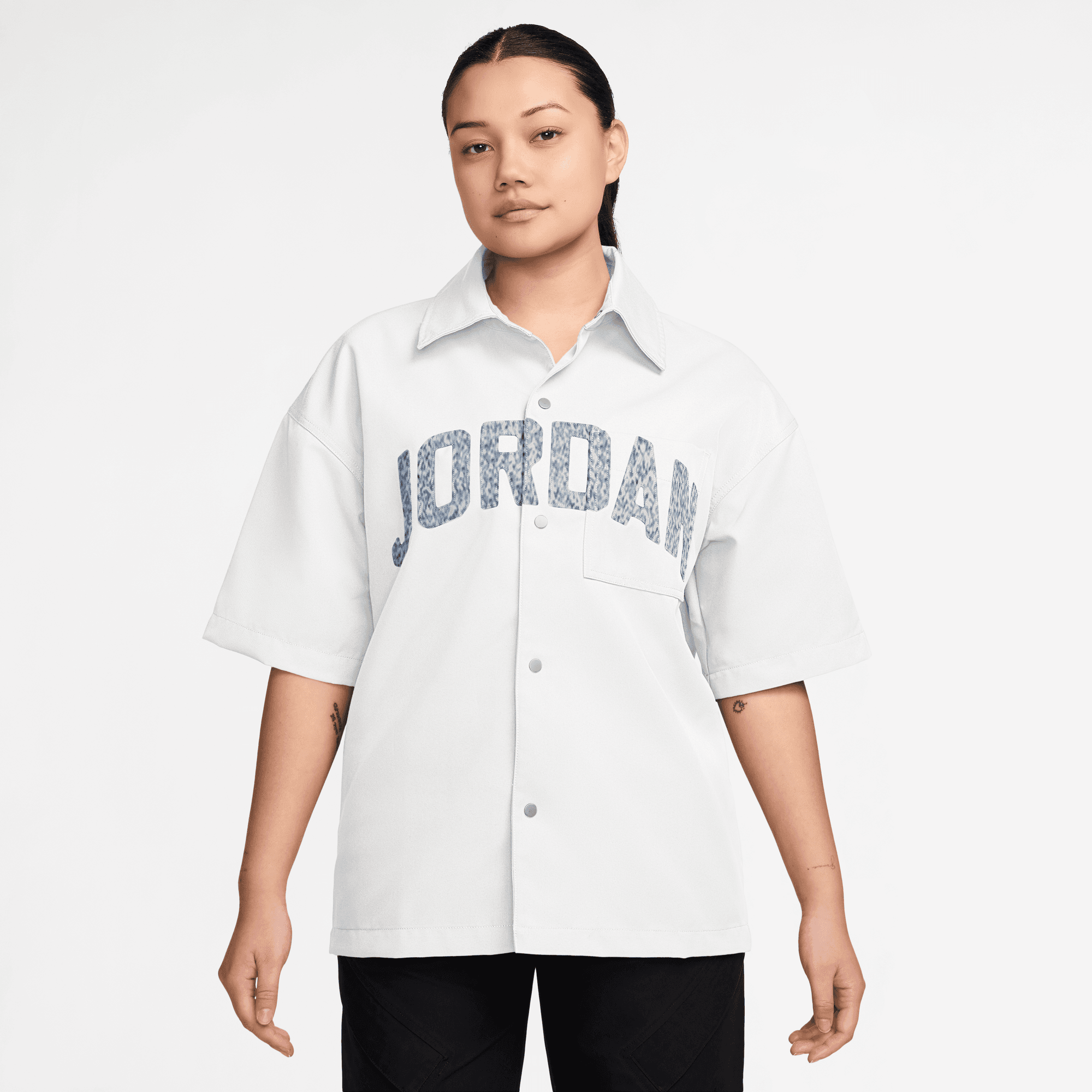JORDAN FLIGHT WOMEN'S WOVEN SHORT-SLEEVE TOP