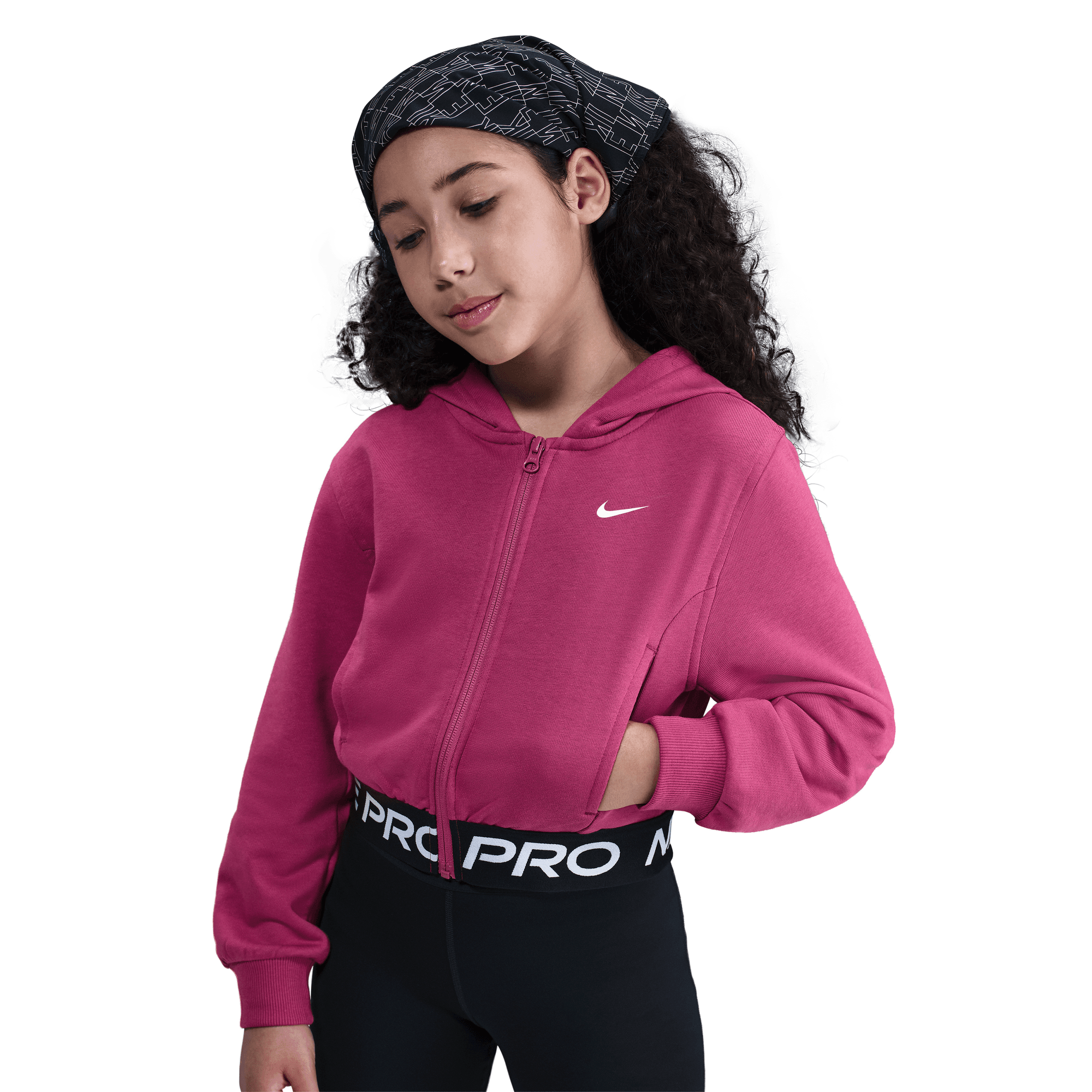 NIKE PRO FLEECE BIG KIDS' (GIRLS') DRI-FIT FULL-ZIP HOODIE