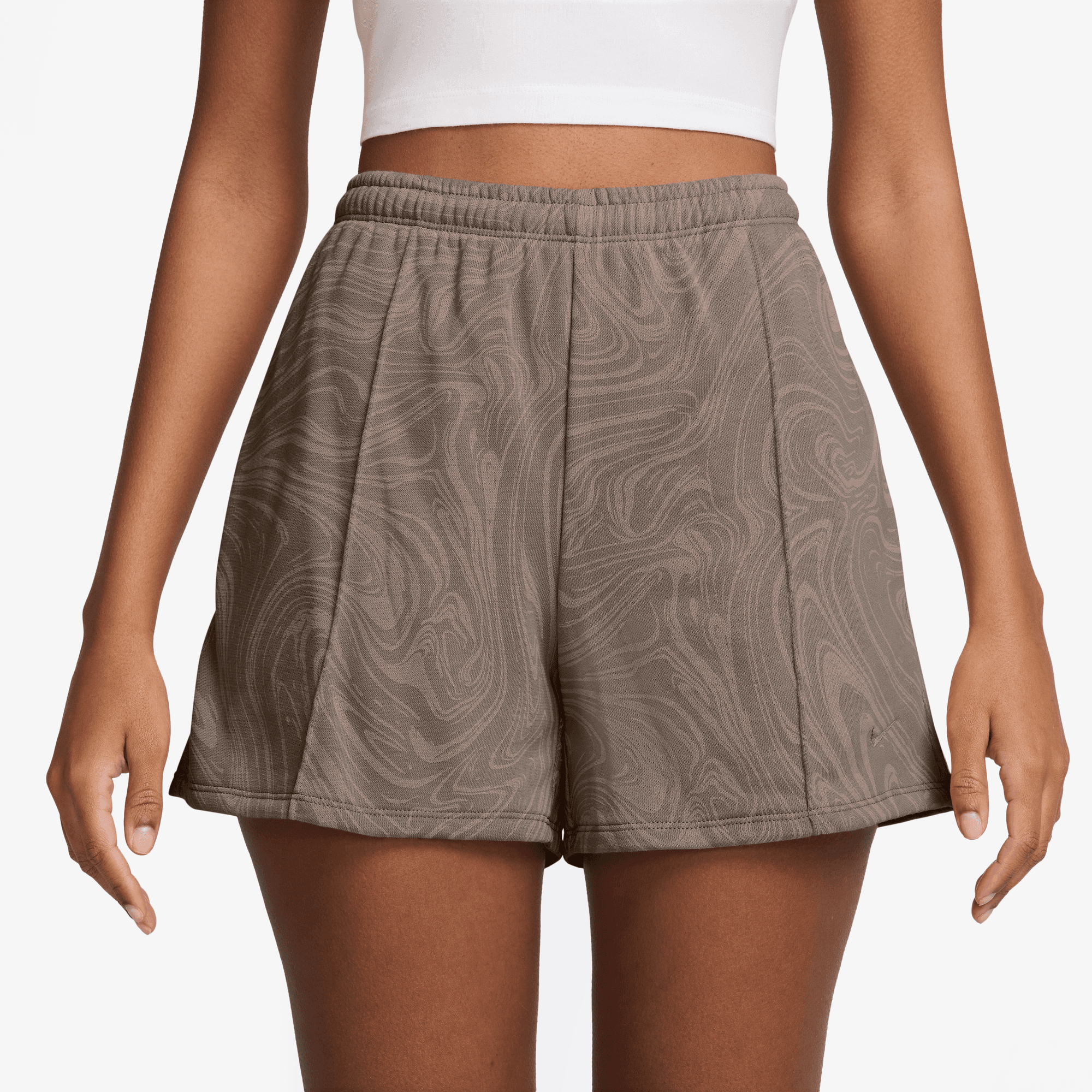NIKE SPORTSWEAR CHILL TERRY WOMEN'S MID-RISE FRENCH PRINTED SHORTS