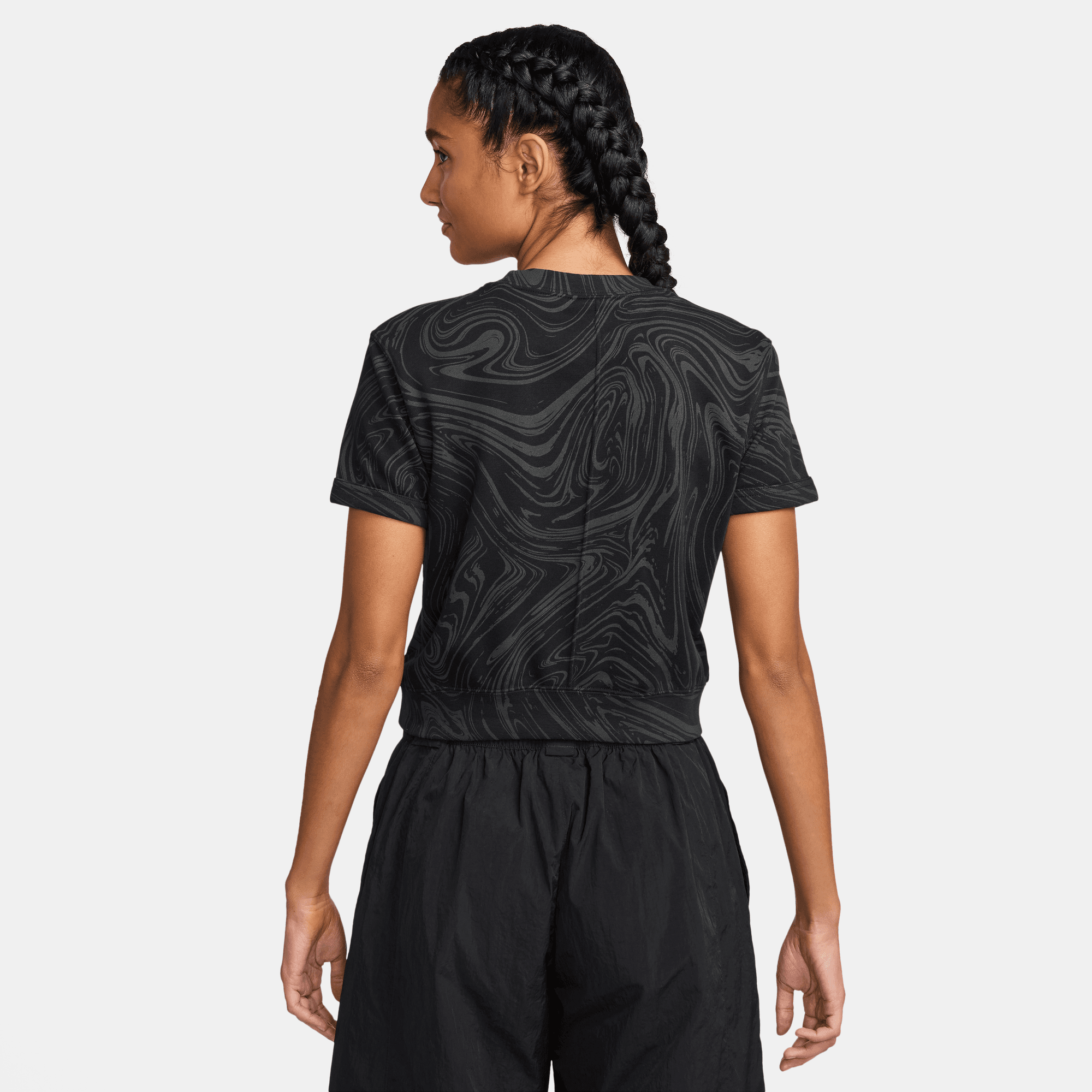 NIKE SPORTSWEAR WOMEN'S SHORT-SLEEVE FRENCH TERRY PRINTED TOP