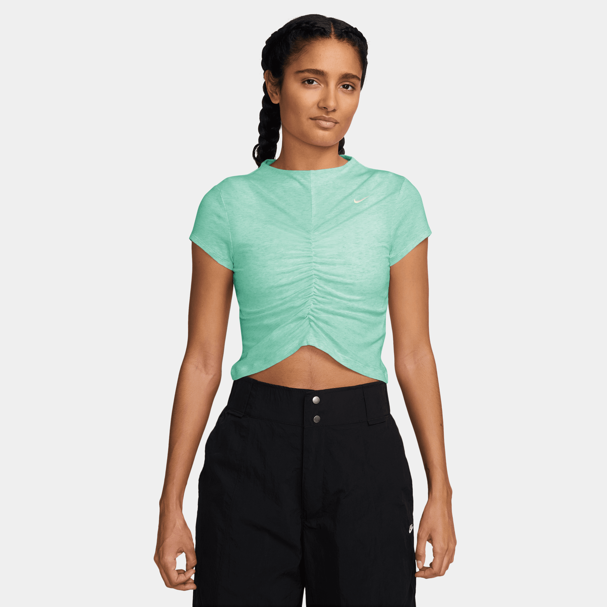 NIKE SPORTSWEAR CHILL KNIT WOMEN'S TIGHT SHORT-SLEEVE CROPPED MOCK-NECK TOP