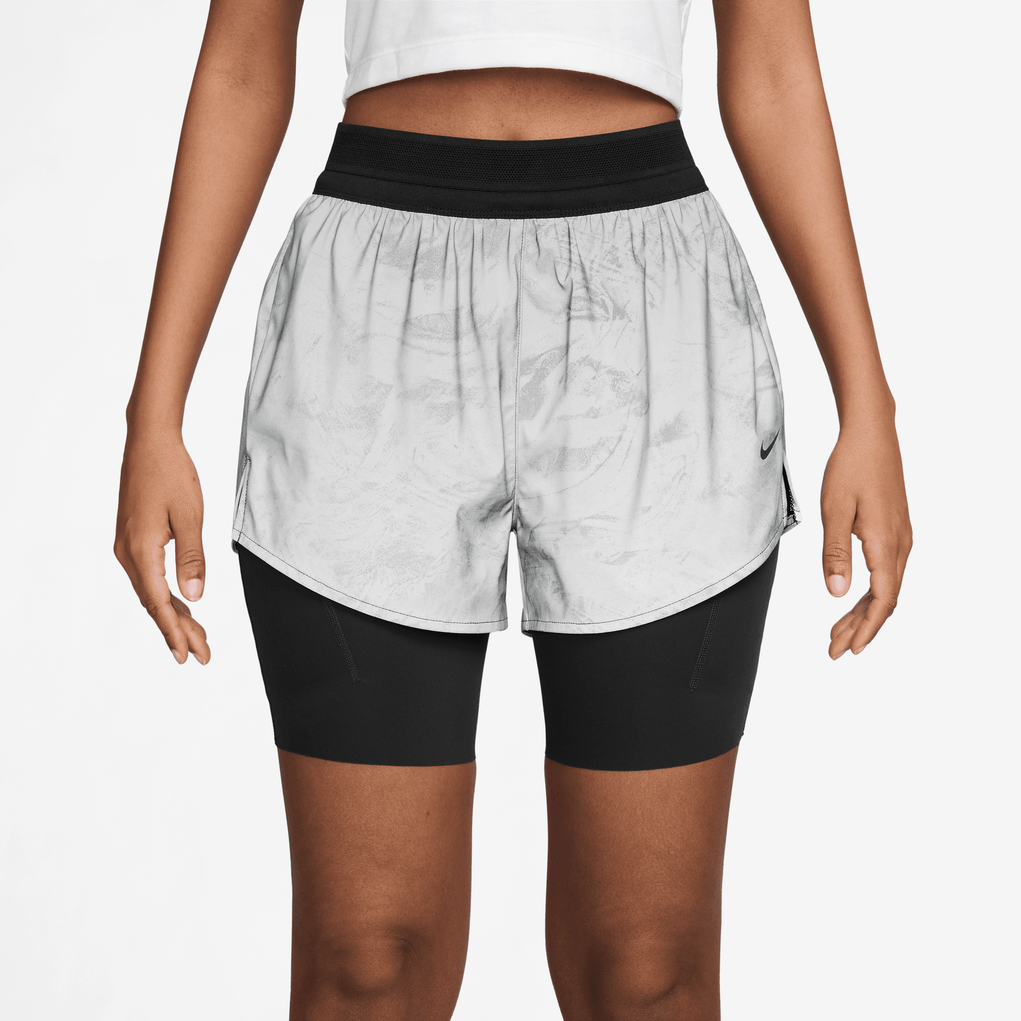 NIKE SWIFT WOMEN'S MID-RISE 2-IN-1 RUNNING SHORTS WITH REFLECTIVE ACCENTS