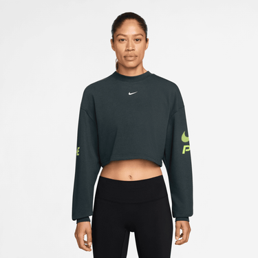NIKE PRO WOMEN'S DRI-FIT LOOSE CREW-NECK FRENCH TERRY SWEATSHIRT