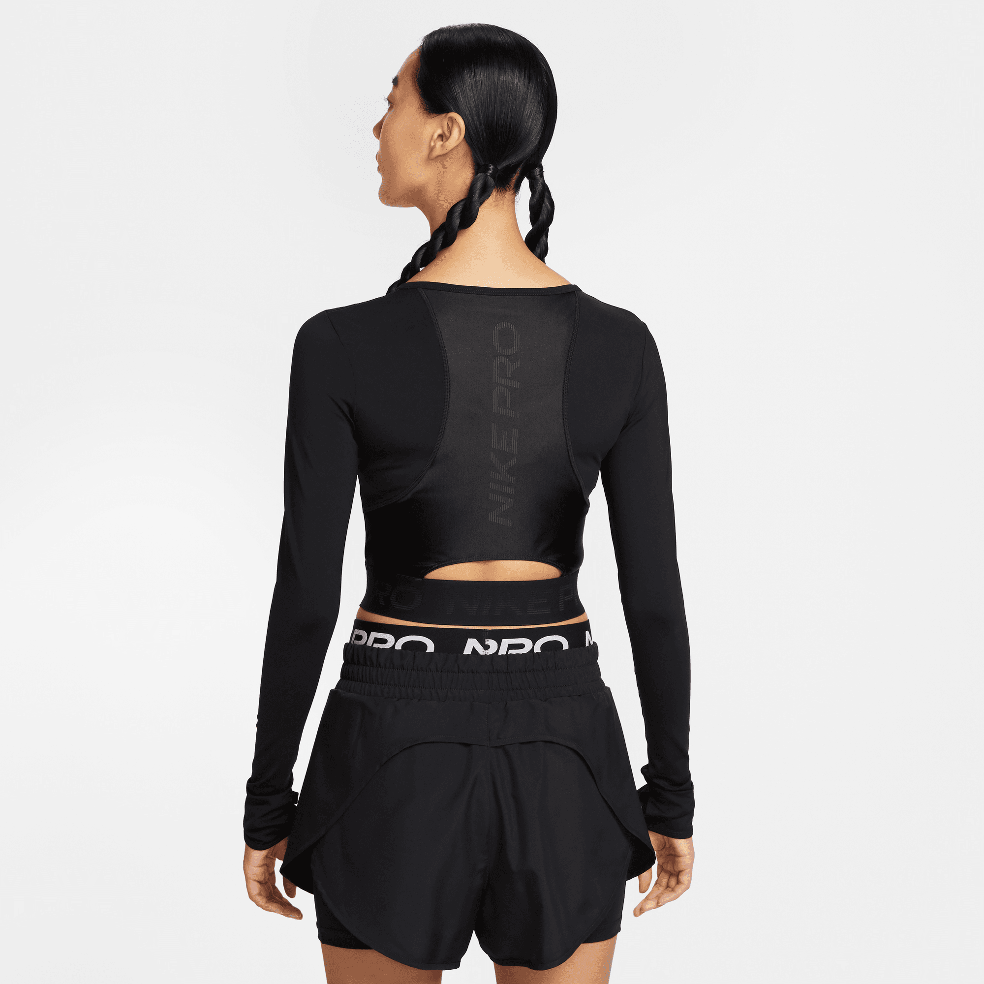 NIKE PRO WOMEN'S DRI-FIT CROPPED LONG-SLEEVE TOP