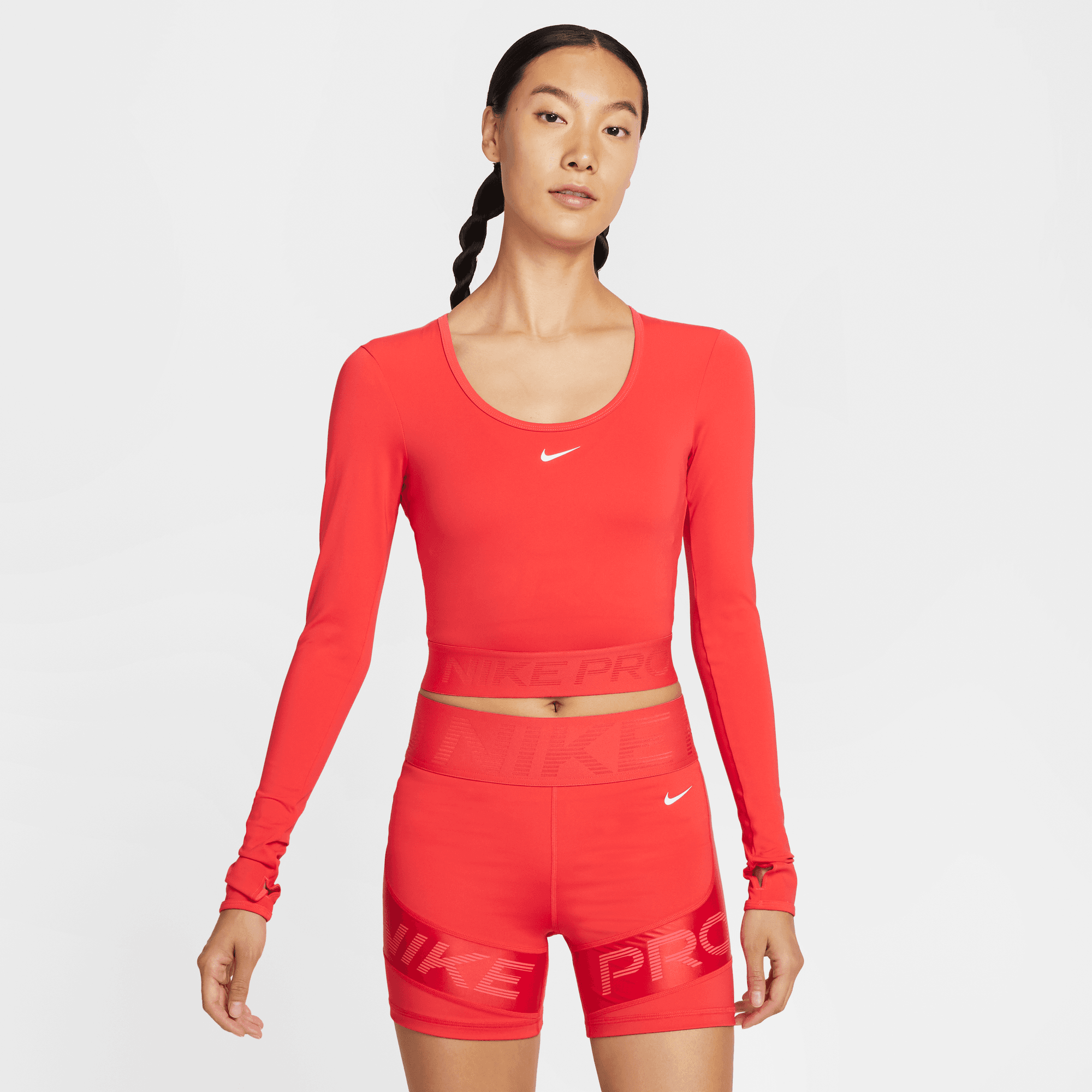 NIKE PRO WOMEN'S DRI-FIT CROPPED LONG-SLEEVE TOP