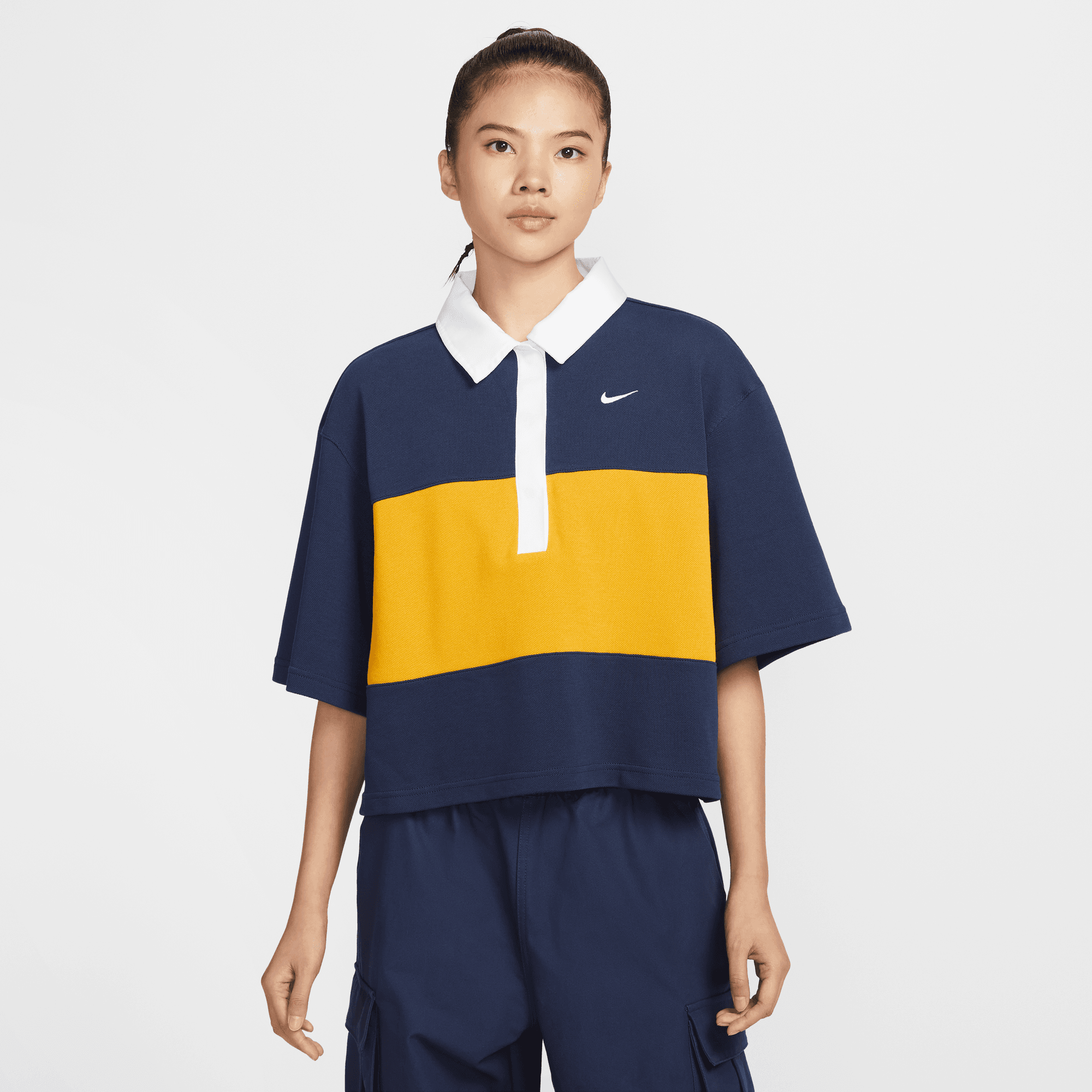 NIKE SPORTSWEAR WOMEN'S OVERSIZED SHORT-SLEEVE POLO TOP