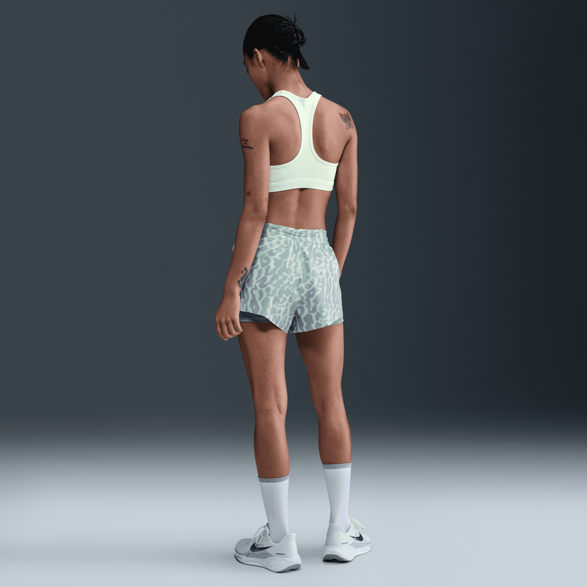 NIKE SWIFT WOMEN'S DRI-FIT MID-RISE 2-IN-1 PRINTED RUNNING SHORTS