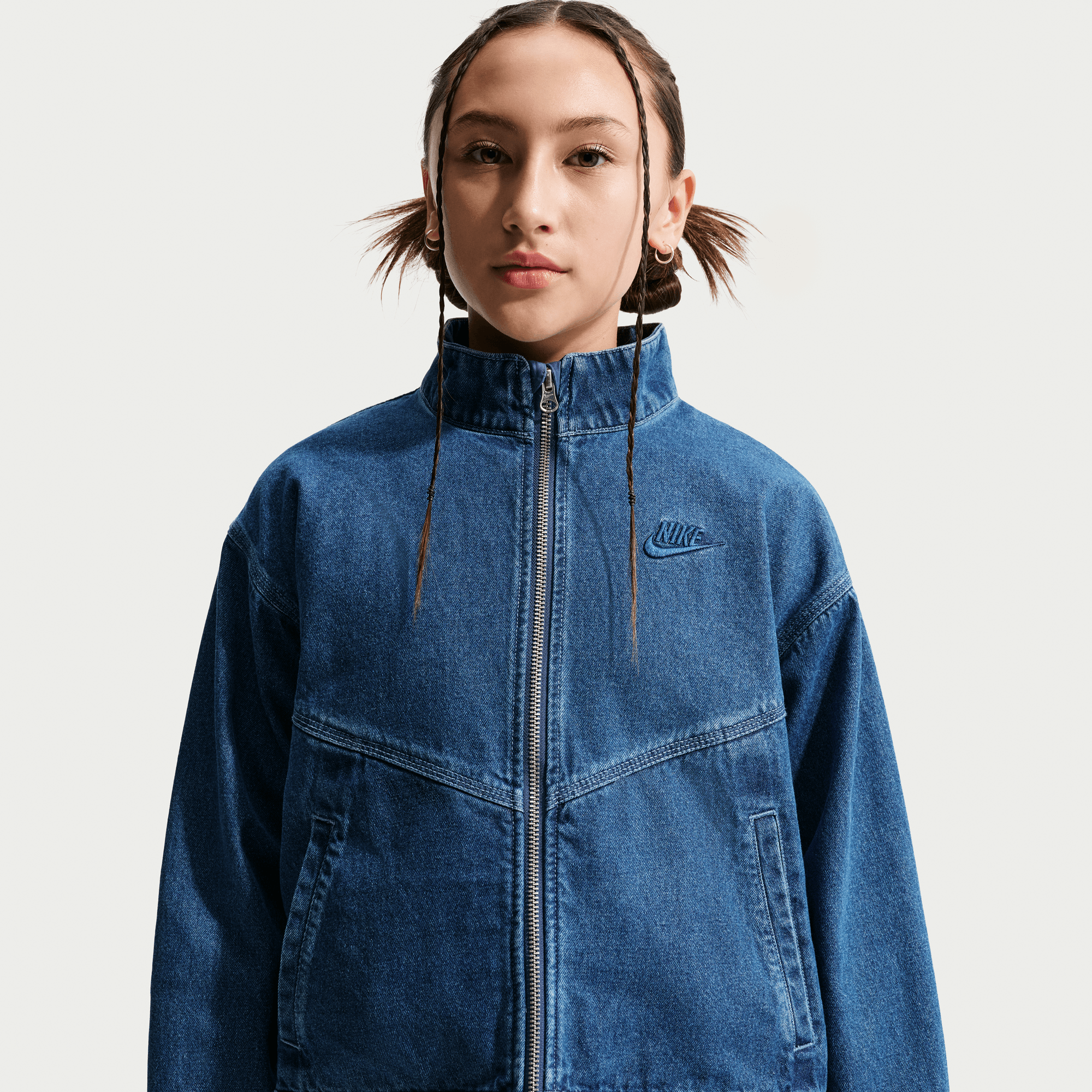 NIKE SPORTSWEAR COLLECTION WINDRUNNER BIG KIDS' DENIM JACKET
