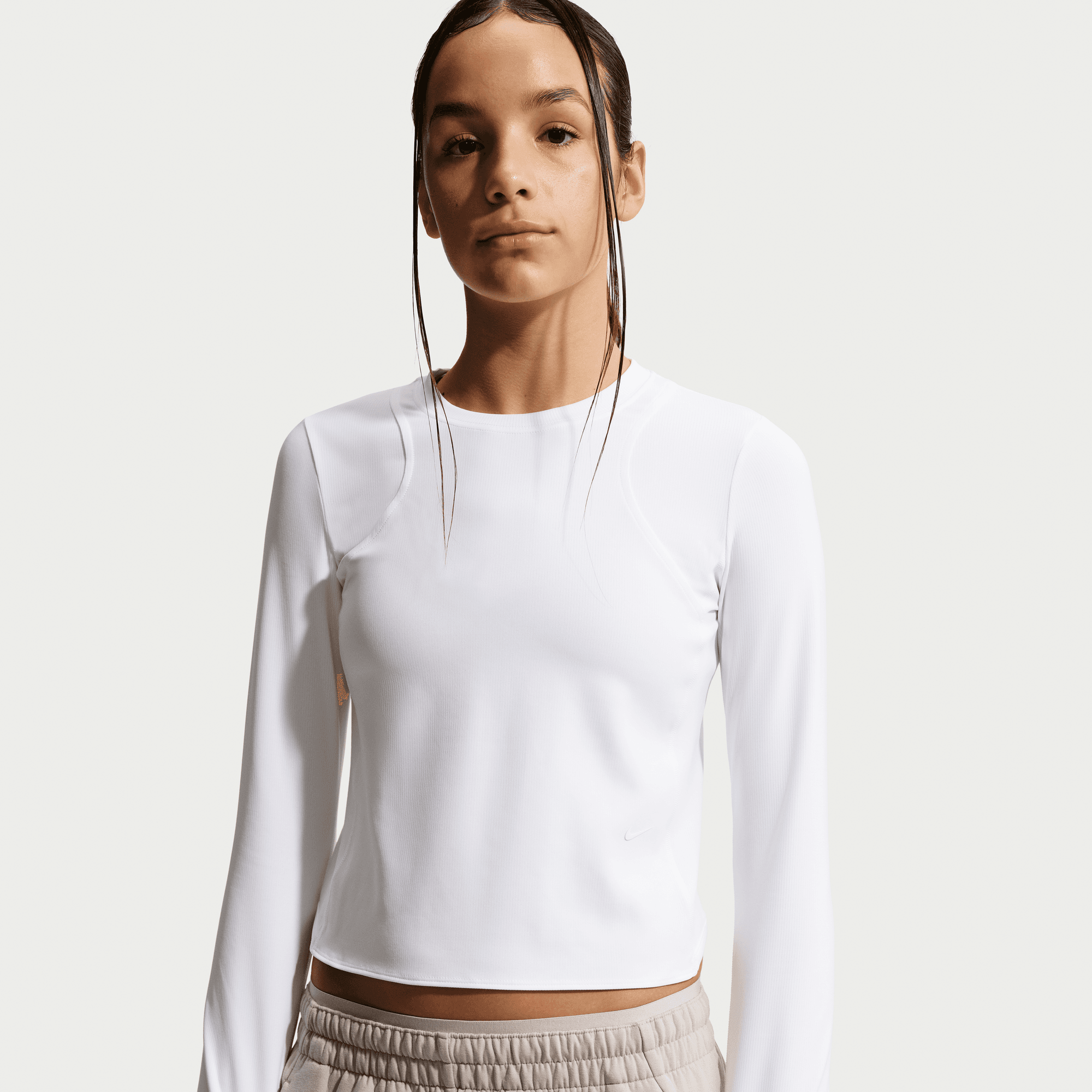 NIKE MAVN GIRLS' DRI-FIT RIBBED LONG-SLEEVE TOP