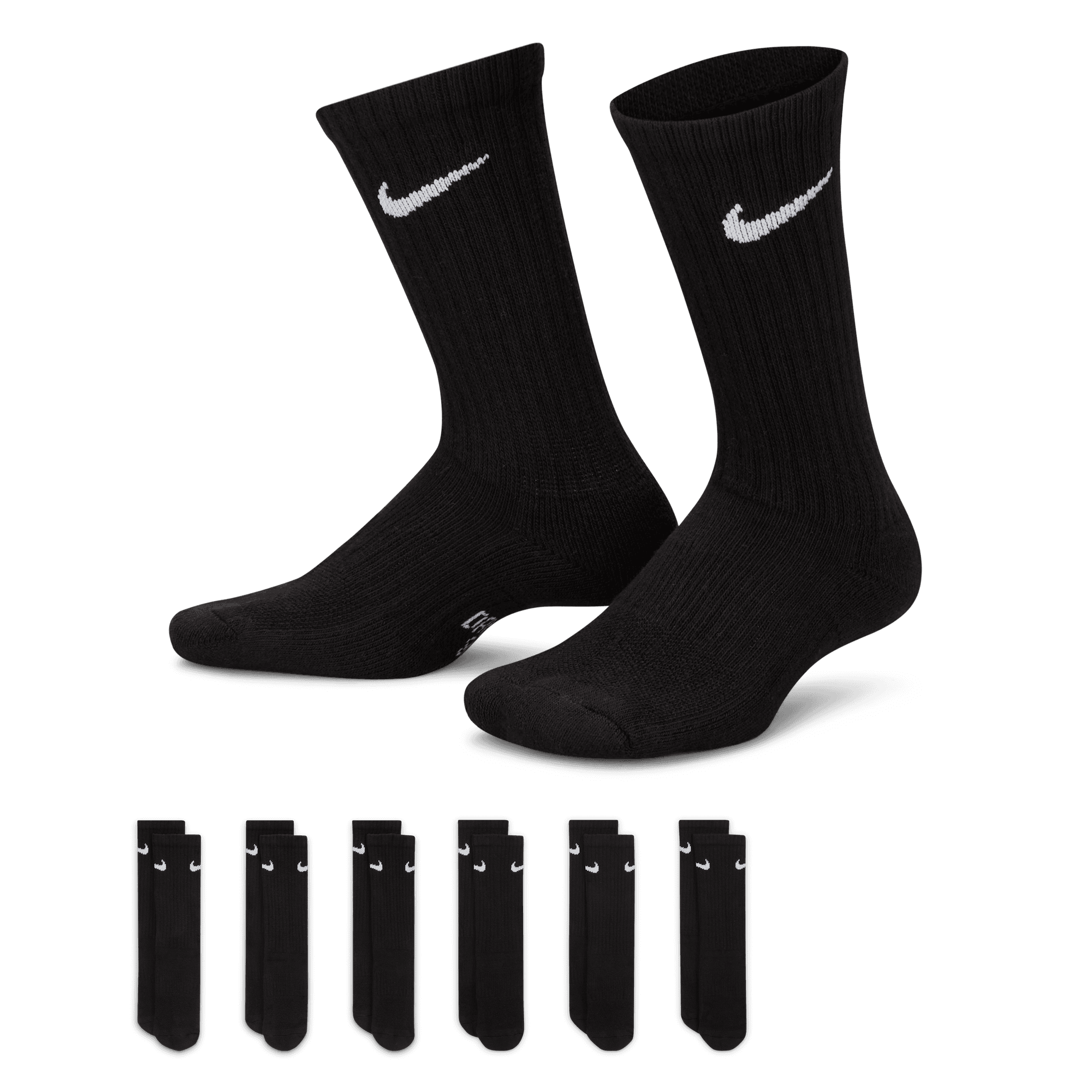 NIKE EVERYDAY KIDS' CUSHIONED CREW SOCKS (6 PAIRS)