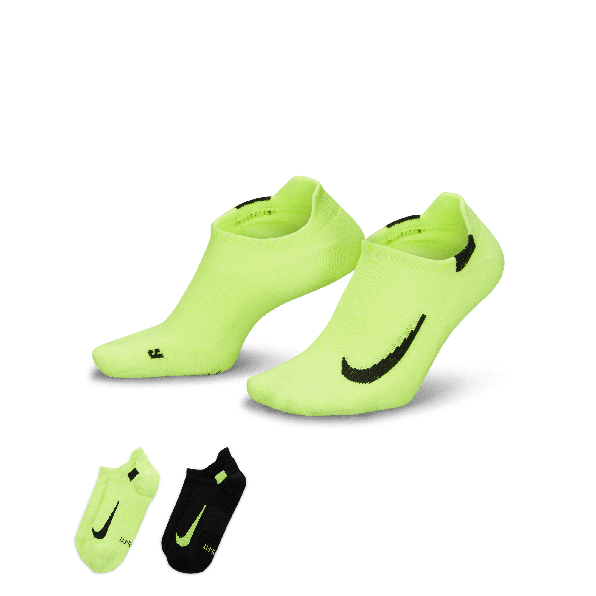 NIKE MULTIPLIER RUNNING NO-SHOW SOCKS (2 PAIRS)