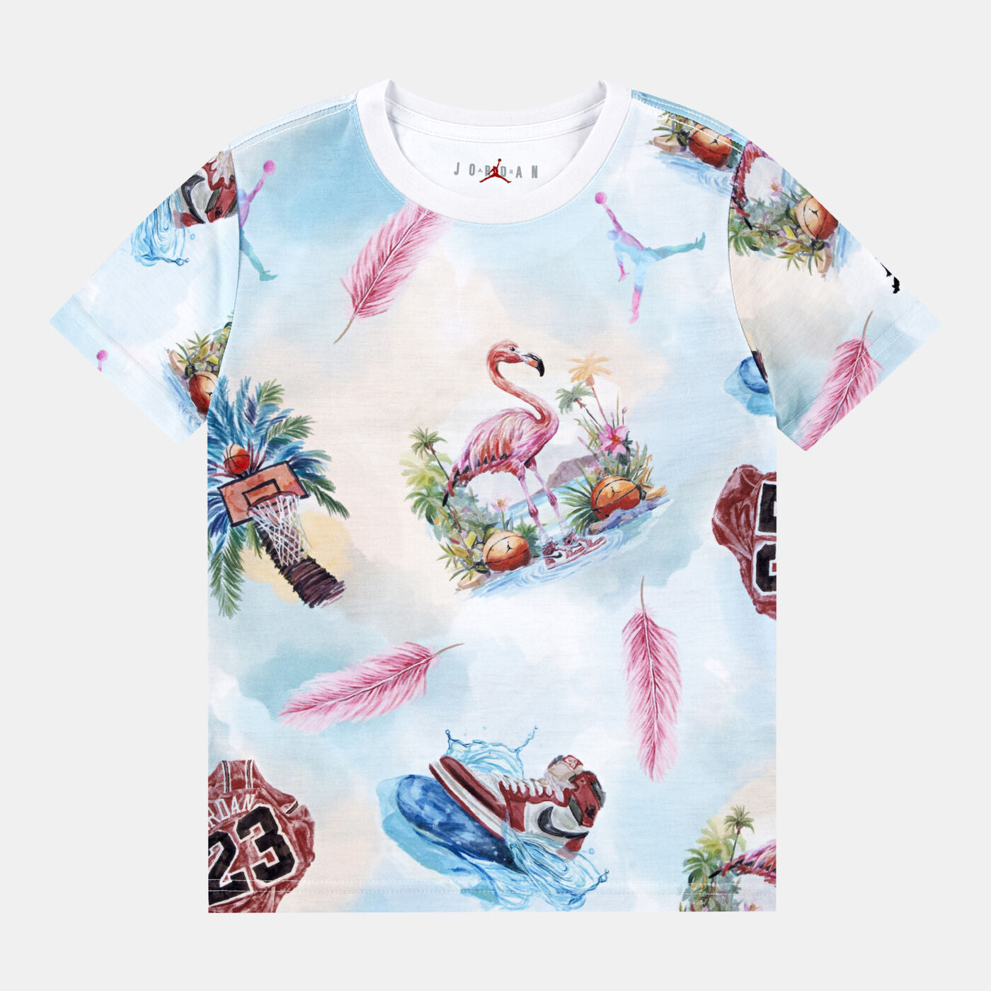 JORDAN KIDS' FLAMINGO AOP SHORT SLEEVES TEE