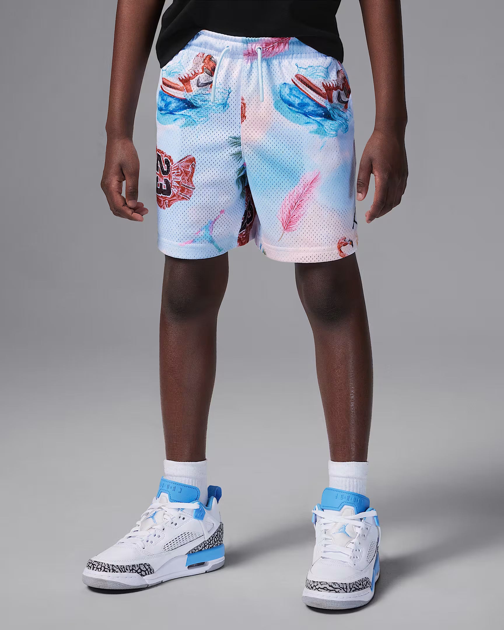 JORDAN DRI-FIT ESSENTIALS LITTLE KIDS' SUMMER PACK PRINTED MESH SHORTS