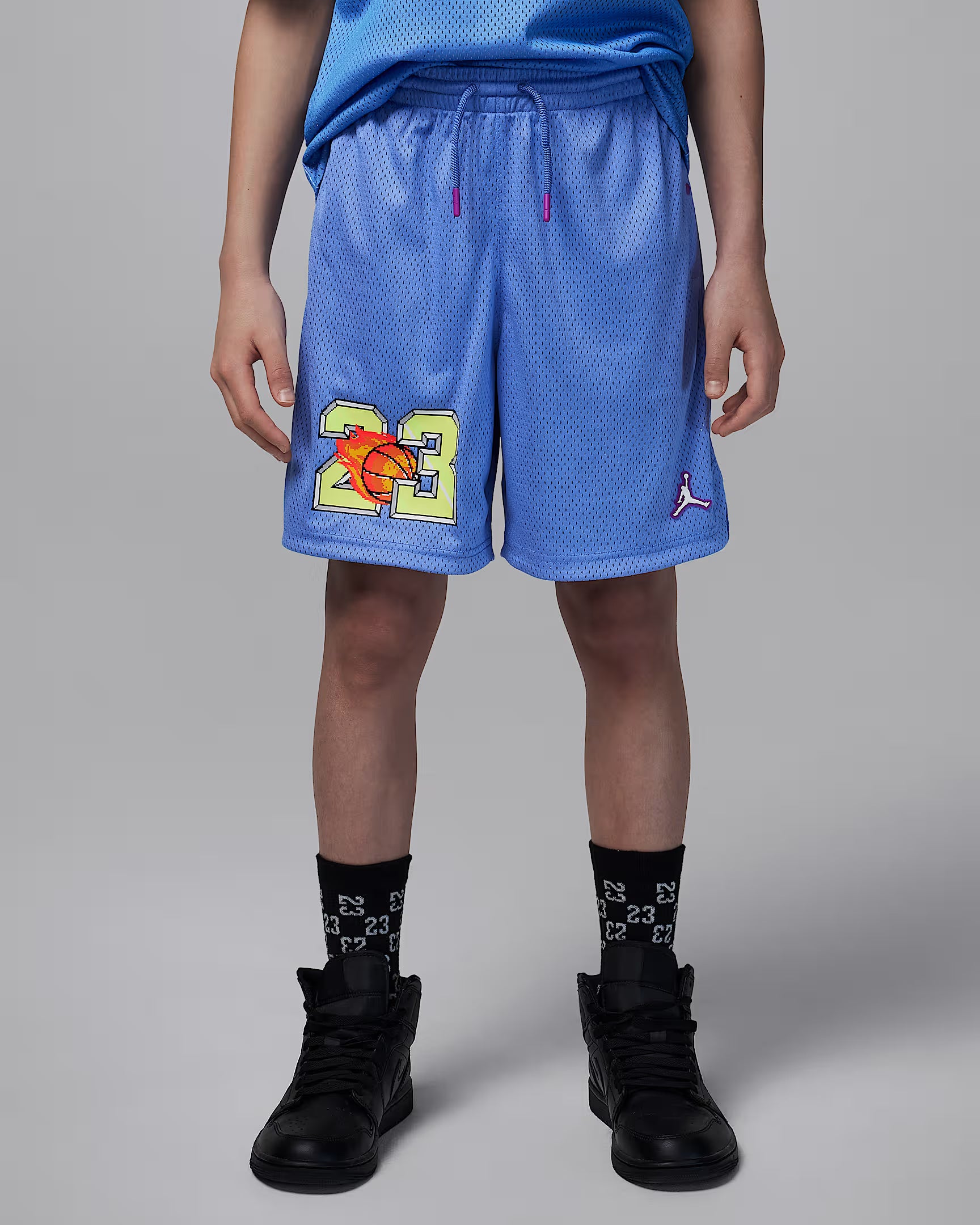 JORDAN CUSTOMIZED AIR BIG KIDS' FLAME SHORTS