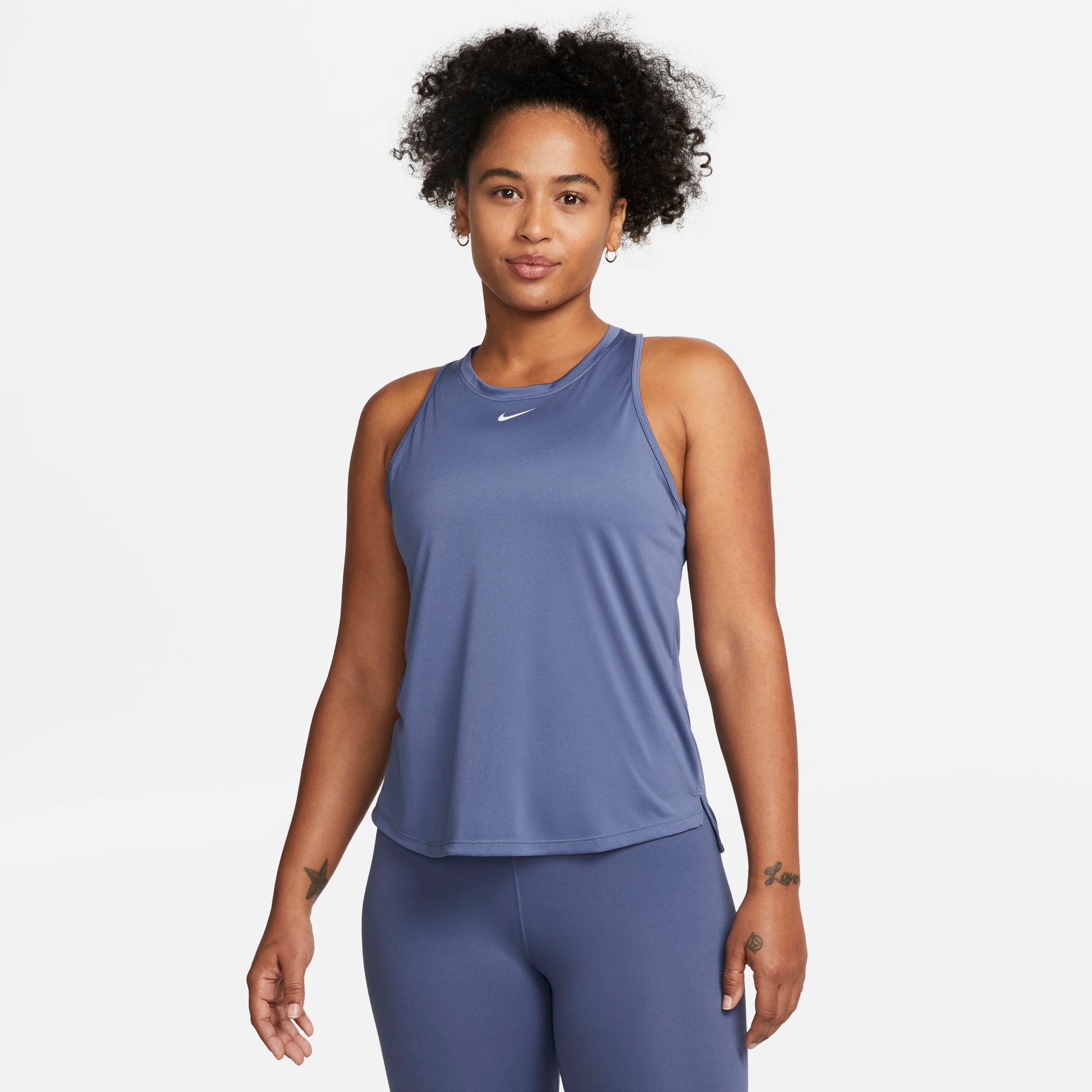 NIKE DRI-FIT ONE WOMENS STANDARD FIT TANK DIFFUSED BLUE/WHITE – Park Access